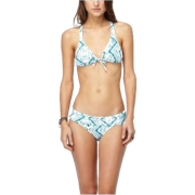 Roxy Junior's Tiki Tile T- Wrapped Halter Bikini Top Steel Blue - Kostiumy kąpielowe - $45.95  ~ 39.47€