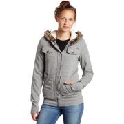 Roxy Juniors Break Time Zip Front Jacket with Hoodie Gray - Jacket - coats - $28.98 