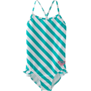 Roxy Kids Girls 2-6X Criss Cross Ruffle One Piece Beach Bloom Print Swimsuit Moroccan Mint - Kostiumy kąpielowe - $38.00  ~ 32.64€