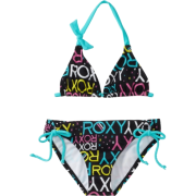Roxy Kids Girls 7-16 Roxy Marks The Spot Print Halter Tiki Tri 2 Piece Swimsuit Set New Black - Kostiumy kąpielowe - $42.00  ~ 36.07€