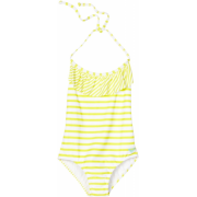 Roxy Kids Girls 7-16 Ruffle One Piece Swinsuit Yellow/White - Kostiumy kąpielowe - $39.70  ~ 34.10€