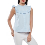 Ruffle Detail Button Front Top - Top - $12.97 