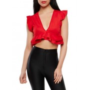 Ruffle Trim Crop Top - Top - $10.99  ~ 9.44€