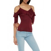 Ruffled Cold Shoulder Top - Top - $6.99  ~ 6.00€