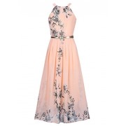 Ruiyige Women's Sleeveless Halter Neck Vintage Floral Print Maxi Dress - Kleider - $17.99  ~ 15.45€