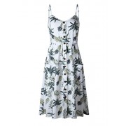 Ruiyige Women's Dresses-Summer Floral Bohemian Spaghetti Strap Button Down Swing Midi Dress Pockets - Dresses - $26.99  ~ £20.51