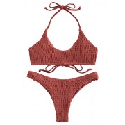 SOLYHUX Women's Sexy Push Up Padding Shirred Halter Bikini Set Swimsuits - Kostiumy kąpielowe - $29.99  ~ 25.76€