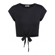STYLEWORD Women's Lace-up Shirt Summer Casual Blouse Crop Tops - Shirts - $35.99 