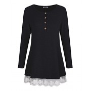STYLEWORD Women's Long Sleeve Lace Casual Tunic Dress for Leggings - Koszule - krótkie - $35.99  ~ 30.91€