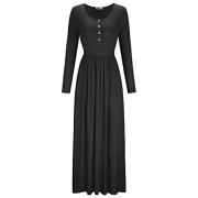 STYLEWORD Women's Long Sleeve Pleated Casual Long Dresses with Pockets - Dresses - $45.99 