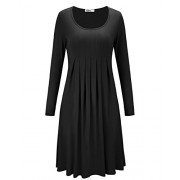 STYLEWORD Women's Long Sleeve Pleated Loose Swing Casual Dress - Vestidos - $45.99  ~ 39.50€
