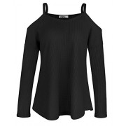 STYLEWORD Women's Off Shoulder Loose Casual Knitted Sweater Top Blouse - Shirts - $35.99 
