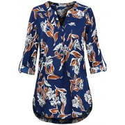 SUNGLORY Women's Casual Roll up 3/4 Sleeve V-Neck Plaid Shirts Pullover Top - Hemden - kurz - $9.99  ~ 8.58€