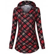 SUNGLORY Women's Pullover Hooded Sweatshirt Long Sleeve Color Block Tunic Top with Pockets - Shirts - $38.99 