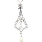 Saltwater Pearl diamond pendant 1900s - Necklaces - 