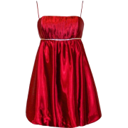 Satin Crystal Babydoll Bubble Mini Dress Prom Bridesmaid Holiday Formal Gown Red - Dresses - $29.99 