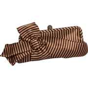 Satin Striped Bow Clutch Evening Bag Purse Beige - Clutch bags - $34.99 
