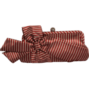 Satin Striped Bow Clutch Evening Bag Purse Red - Clutch bags - $34.99 