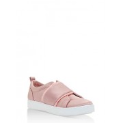 Satin Slip On Sneakers with Frayed Trim - Sneakers - $19.99 