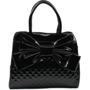 Scarleton Quilted Patent Faux Leather Satchel H1048 Black - Hand bag - $34.99 