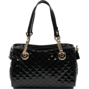 Scarleton Quilted Patent Faux Leather Satchel H1049 Black - Hand bag - $29.99 