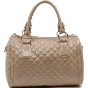 Scarleton Quilted Patent Faux Leather Satchel H1064 Beige - Hand bag - $29.99 