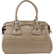 Scarleton Quilted Patent Faux Leather Satchel H1071 Beige - Hand bag - $29.99 