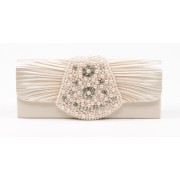 Scarleton Satin Clutch With Beads And Crystals H3012 Pink - Clutch bags - $14.99 