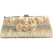 Scarleton Satin Clutch with Rhinestones and Roses H3064 Gold - Clutch bags - $14.99 