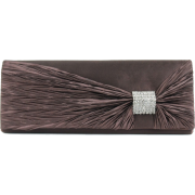 Scarleton Satin Flap Clutch With Crystals H3020 Coffee - Clutch bags - $15.00 