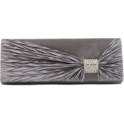 Scarleton Satin Flap Clutch With Crystals H3020 Grey - Clutch bags - $15.00 
