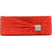 Scarleton Satin Flap Clutch With Crystals H3020 Red - Clutch bags - $15.00 