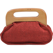 Scarleton Wood Framed Linen Clutch H3036 Red - Clutch bags - $19.99 