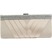 Scarleton Woven Satin Clutch with Crystals H3060 Beige - Clutch bags - $24.99 