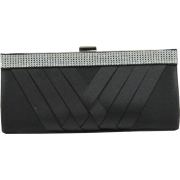 Scarleton Woven Satin Clutch with Crystals H3060 Black - Clutch bags - $16.99 