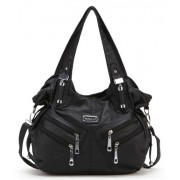 Scarleton Front Zippers Washed Shoulder Bag H1476 - Hand bag - $22.99 