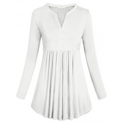 SeSe Code Women's Long Sleeve Mandarin Collar Shirt Pleated Flare Tunic Tops - Рубашки - короткие - $49.99  ~ 42.94€