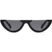 Semilunar Semi-Rimless Sunglasses - Blac - Sunglasses - 