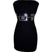 Sequin Trim Strapless Tube Top Junior Plus-Size Black - Dresses - $22.99 