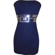 Sequin Trim Strapless Tube Top Junior Plus-Size Royal - Dresses - $22.99 