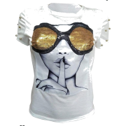 Sequin short sleeves T-shirt - Shirts - kurz - $30.99  ~ 26.62€
