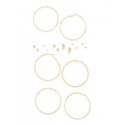 Set of 3 Large Hoop Earrings and 6 Rhinestone Stud Earrings - Uhani - $5.99  ~ 5.14€