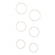 Set of 3 Large Metallic Hoop Earrings - Earrings - $3.99 