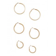 Set of 3 Metallic Hoop Earrings - Earrings - $3.99 