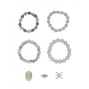 Set of 4 Beaded Stretch Bracelets with Rings - Bracelets - $6.99 