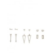 Set of 6 Metallic Rhinestone Stud Earrings - Earrings - $4.99 