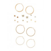 Set of 6 Rhinestone Stud Earrings and 3 Hoop Earrings - Aretes - $5.99  ~ 5.14€