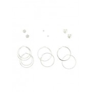 Set of 6 Stud and Layered Glitter Hoop Earrings - Earrings - $5.99 