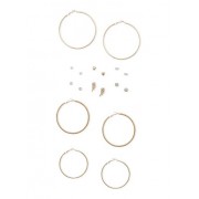 Set of 9 Assorted Hoops and Rhinestone Stud Earrings - Earrings - $5.99 
