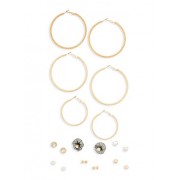 Set of 9 Flower Stud Hoop Earrings - Kolczyki - $5.99  ~ 5.14€